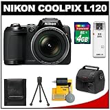Nikon Coolpix L120 14.1 MP Digital Camera (Black) with 4GB Card + Case + Cl ....