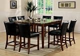 Counter Height Dining Table with Marble-Like Top Cherry Finish