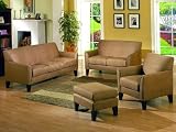 Contemporary Peat Microfiber Sofa Loveseat