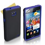 Blu E Nero Silicone Gel Duro E Morbido Custodia Per Samsung Galaxy S2 i9100 Con Schermo Pellicola Protezione Da Yousavedi Yousave