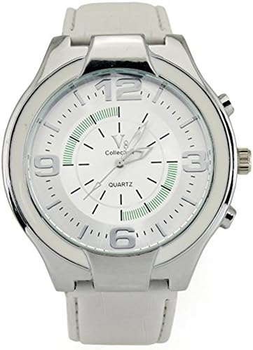 Cutebox Men's Business Arabic Numbers Analog Display White PU Leather Casual Watches