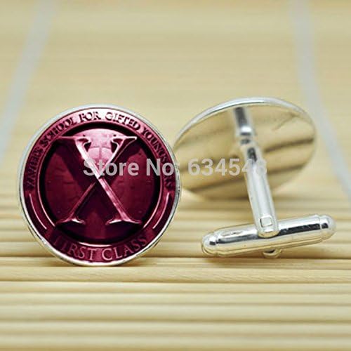 Pretty Lee X-Men Inspired In Silver Cufflinks Glass Cabochon Cufflinks C3714