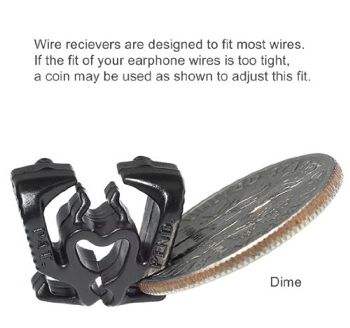 ACOUSTIGRIP - Wire 'micro-management' for earphones, earbuds, iPod, iPhone, Zune, Sony. TWO BLACK attachment clips. Made IN THE USA