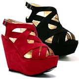Spy Love Buy New Womens Velvet Style Wedge Heel Peep Toe Shoe Boots Sz 3-8