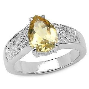 Buy 1.35 Carat Genuine Citrine and White Topaz Silver Ring by JewelzDirect