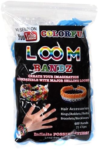 New Loom Bandz - For Rubber Band Bracelets - Refill Pack of 600 Pieces & 25 Clips!! - Ocean Blue - 100% Compatible with Rainbow Looms