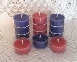 100% Beeswax Candles - 12 Tea-Lights in Purple and Pink (8 purple and 4 pink)