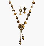 Avon Tigers Eye Medallion Necklace Gift Set