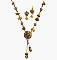 Avon Tigers Eye Medallion Necklace Gift Set