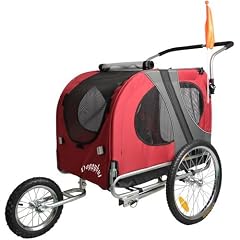 Grosser Hundeanh�nger mit Jogger Fahrradanh�nger NEU OVP rot 2in1 -10202-01
