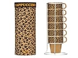 Kitchen & Housewares : Present Time Cappucino Bud Set Tower Leopard with Ceramic Stand