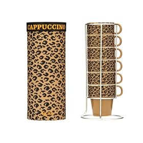 Present Time Cappucino Bud Set Tower Leopard with Ceramic Stand