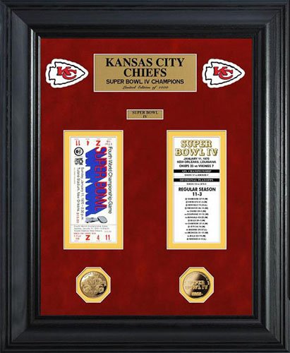 NFL Kansas City Chiefs Super Bowl Ticket and Game Coin Collection Framed