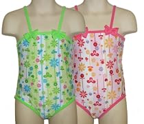 Girls Cute Swimsuit with Bows Age 1 - 12 Pink or Lime