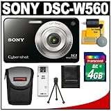 Sony Cyber-Shot DSC-W560 Digital Camera (Black) with 4GB Card + Case + Acce ....