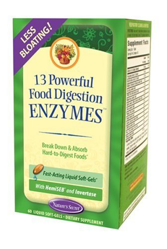 Nature's Secret 13 Powerful Food Digestive Enzymes, 60 Soft-Gels