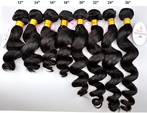 Romance Hair Products 5a Grade Brazilian Loose Wave Brazilian Virgin Hair Extension Human Hair Weaves 14-26 Inches Available 1 Piece (12", Virgin Undyed Natural Black)