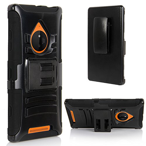 Nokia 830 Case, Nokia 830 Holster Case, E LV Nokia Lumia 830 Holster Case Cover - Dual Layer Armor Defender Protective Case Cover with Belt Swivel Clip for Nokia Lumia 830 with 1 Stylus