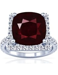 Platinum Cushion Cut Ruby Ring With Sidestones