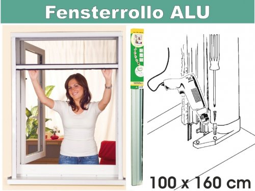 Insektenschutz Fliegengitter Rollo für Fenster 100 x 160 cm ALU