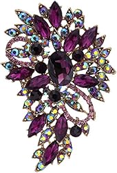 EVER FAITH&reg; Vintage Inspired Flower Teardrop Purple Austrian Crystal Bouquet Brooch Pendant