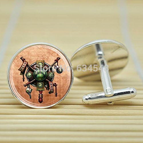 Pretty Lee World Of Warcraft Pendaren Crest Alliance In Silver Cufflinks Glass Cabochon Cufflinks C3155