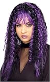 Halloween Party Wigs | Sinister Crimped Wig Black & Purple