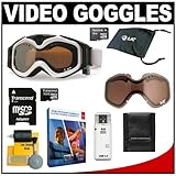 Liquid Image Summit Series Snow Board / Ski HD Digital Video Camera Goggle (White) with 4GB & 8GB Card + Extra Lens + Microfiber Pouch + Adobe Elements + Cleaning Kit