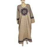 Embroidered Tunic Long Sleeve Cotton Caftan Size 2XL