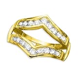 Gold Plated Sterling Silver 1 ct. Cubic Zirconia Ring Guard