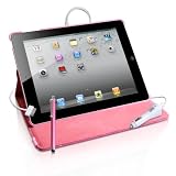 Yousave Accessories TM iPad / iPad 2 Accessory Pack Pink Polka Dots Pattern Luxury 360 Rotating Swivel Stand Case With Car Charger And Stylus Pen