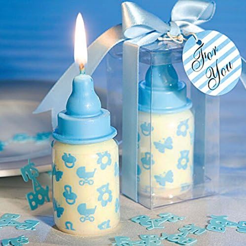 Creative Baby bottles Candles Smokeless Candles Birthday Candles for Wedding Favor and Baby Shower (24, blue)