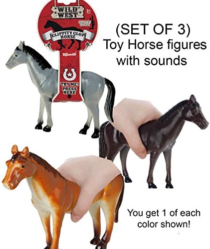 (SET OF 3) Wild West Clippity Clop Toy Figure Horses Makes Galloping Sounds -RM2535 - 3 colors