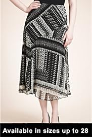 Plus Aztec Print Georgette Long Skirt