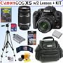 Canon EOS Digital Rebel XS 10.1MP Digital SLR Camera (Black) with EF-S 18-55mm f/3.5-5.6 II Lens and EF-S 55-250mm f/4.0-5.6 IS Telephoto Zoom Lens + 8GB Deluxe Accessory Kit