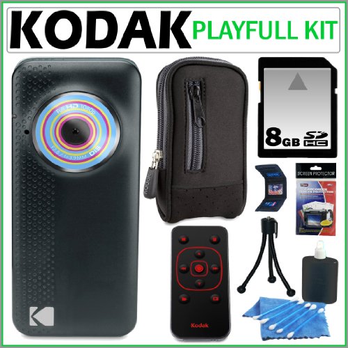 Kodak ZE1 PlayFull HD Video Camera in Blue Black + Accessory Kit