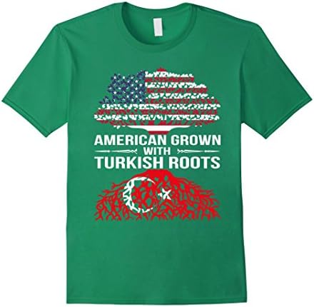 Men's American Grown With Turkish Roots T-Shirt Medium Kelly Green