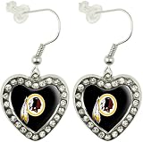 NFL Washington Redskins Crystal Heart Earrings with Team Logo