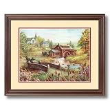 Old Church Mill Bridge Country Home Decor Wall Picture Cherry Framed Art Print
