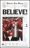 Detroit Red Wings - Yzerman - Bowman - Stanley Cup 1997-98 - Wood Mounted Poster Print