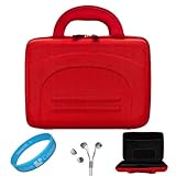 Red Cube Series Shell Hard Carrying case for Samsung Galaxy Tab 8.9 inch Android 3.0 Wireless Tablet + White Headphone + SumacLife TM Wisdom*Courage Wristband