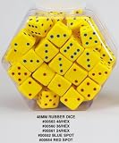 48mm Rubber d6 Dice, Yellow with Blue pips