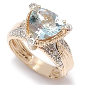 SAVE 74% Michael Valitutti 14K Aquamarine & Diamond Yellow Gold Ring - FREE Shipping! & FREE Gemstone Information Card - OVERSTOCK Clearance Sale! Valentine's Day Gift Idea!