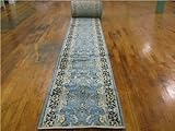 2'7 x 34'5 Blue Persian Tabriz Runner Rug