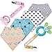 4 Pack Stylish Baby Bandana Drool Bibs With 2 FREE Pacifier Clips, Ultra Absorbent, Ultra Soft, Organic Cotton with Snaps, The Perfect Baby Gift Set for Boys & Girls, by Chicky Joy