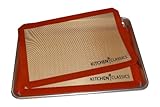 Silicone Baking Mats (2 piece set) - Best Non-Stick Professional Grade Baking Mats Available - Custom corners designed for a perfect fit (11" X 16 1/2") for your half-sized baking pans and trays - Website with baking recipes and video care instructions included - 2 Year Unconditional Guarantee so you can purchase with confidence.