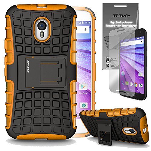 Motorola Moto G 2015 [Also Known as Moto G 3rd Generation 2015] Grenade Combat Case by ElBolt Â¨ - Orange with Free HD Screen Protector