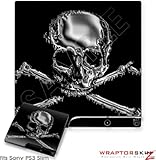 Sony PS3 Slim Skin - Chrome Skull on Black