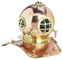 18" Large Copper Diver's Helmet with Brass Accents