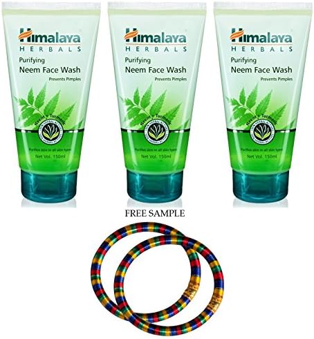 Himlaya Purifying Neem Face Wash - 150ml - Pack of 3 - "Free Expedited Shipping via DHL Express" - Delivery in 3-7 days - with Free Product Sample